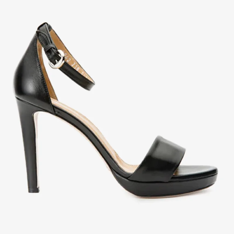 The Aksu Black Leather Ankle Strap Women Sandal Upcycled Shoe Look  