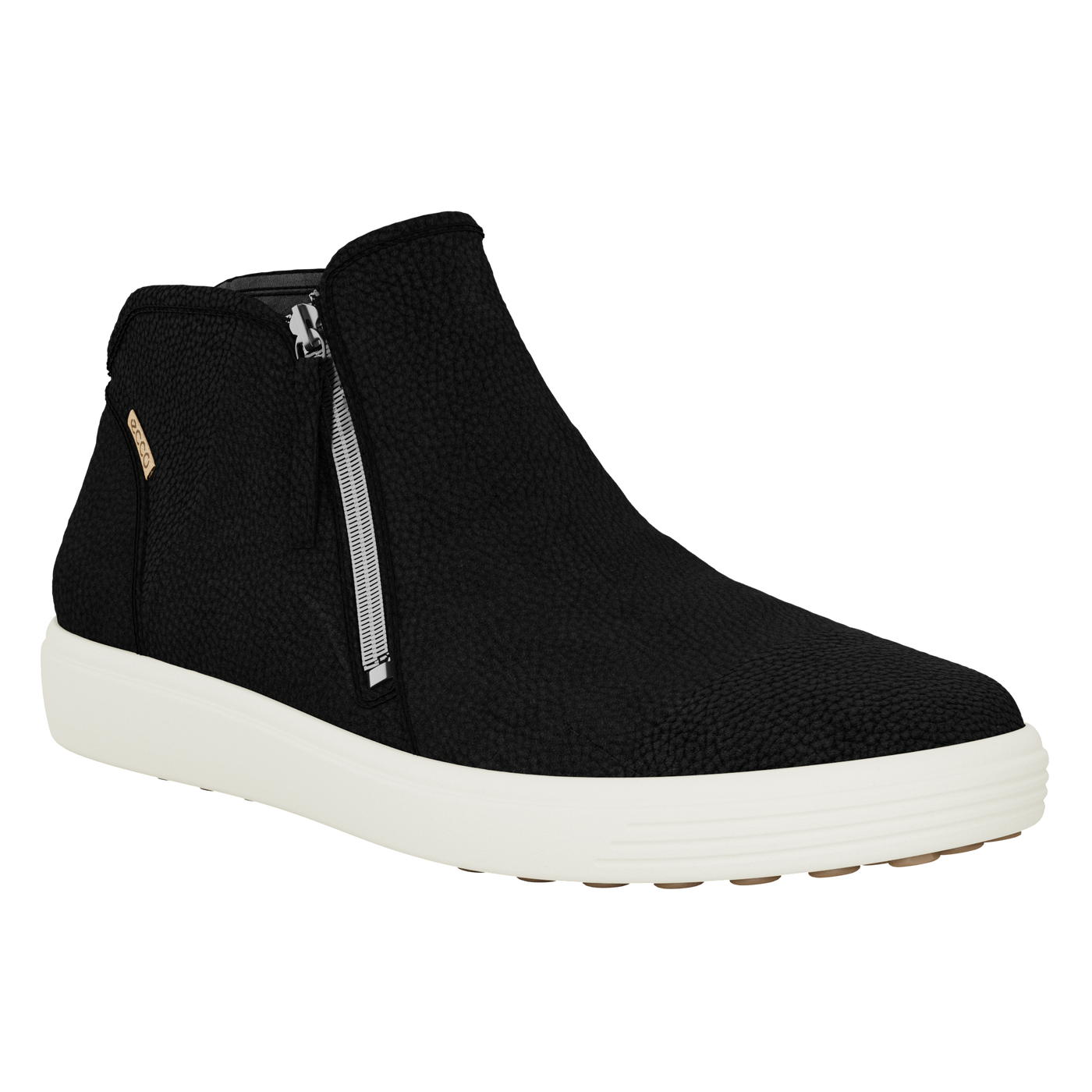 Women’s ECCO Soft 7 Low Zip Bootie – Black Upcycled Shoe Look  
