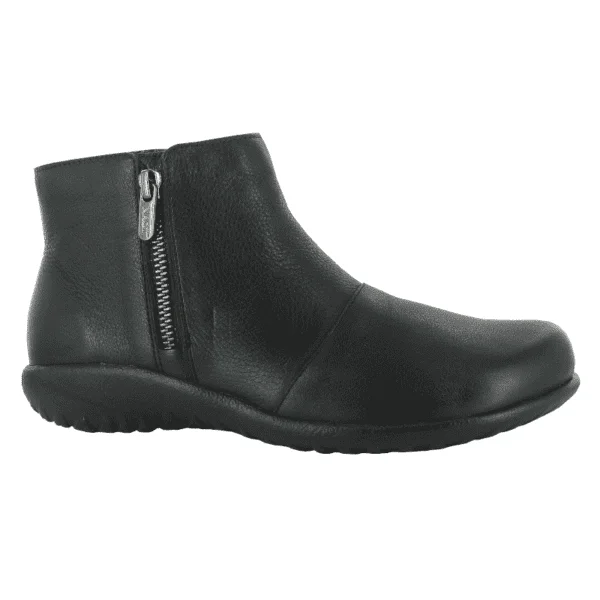 Women's Naot Wanaka - Soft Black Leather Retro Plimsoll Style  