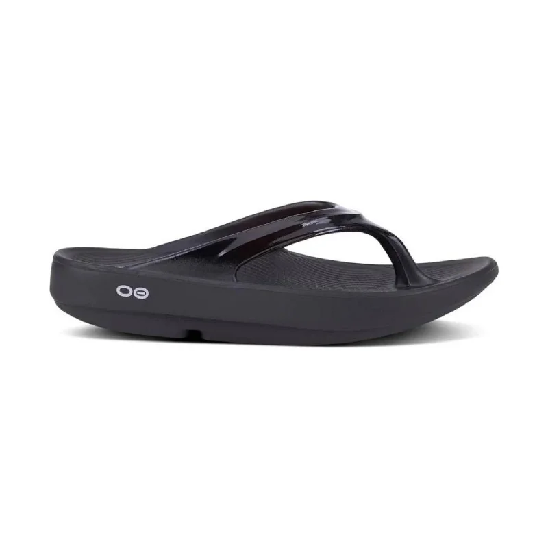 OOfos Women's OOlala Sandals - Black Memory - Foam Slipper Look  