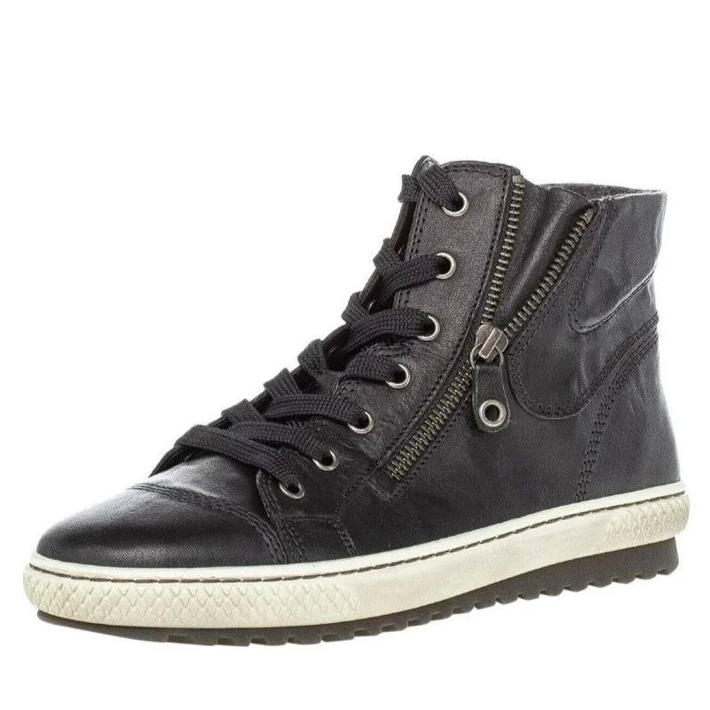 Women's Gabor 93.754-57 High Top Sneaker Bootie - Schwarz Strap - Up Sandal Resort Style  