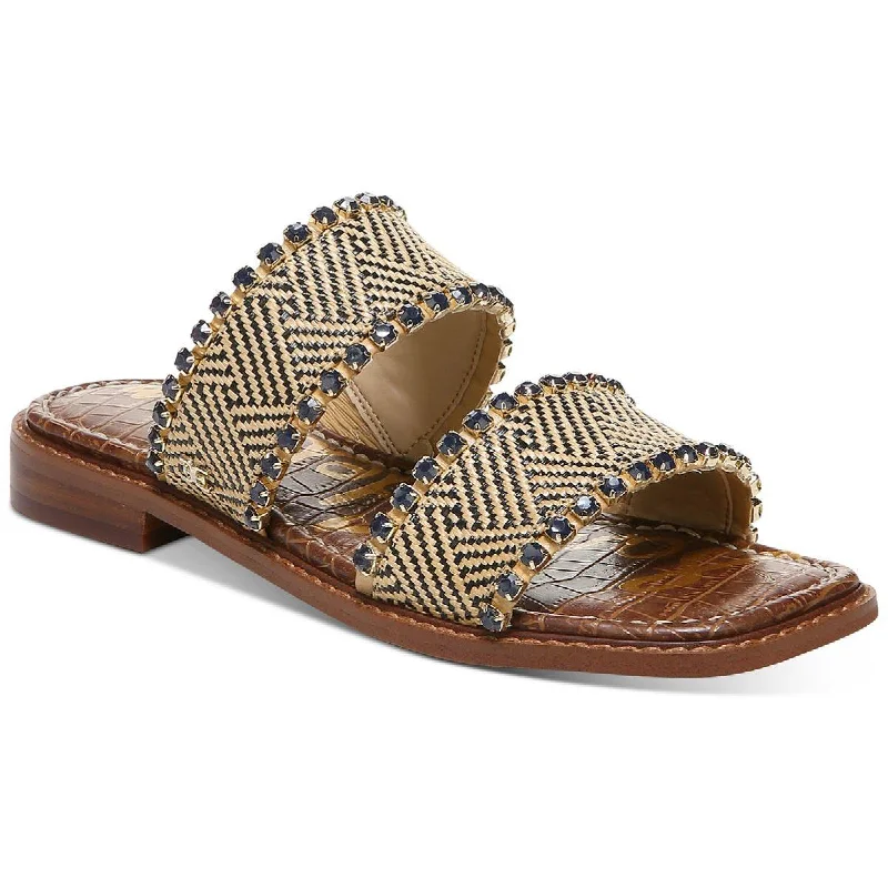 Sam Edelman Womens Hopie Embellished Square Toe Slide Sandals British Gentleman Oxford Style  