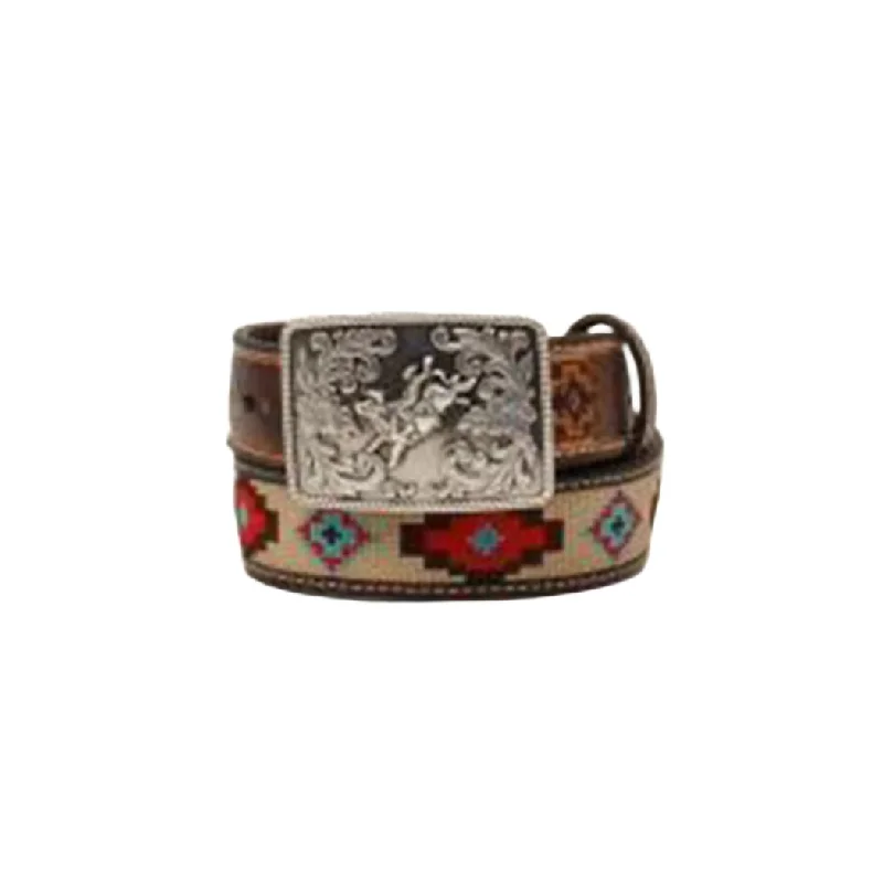 3-D Belt Co. Kid's Aztec Stitched Belt Two - Tone Shoe Design  