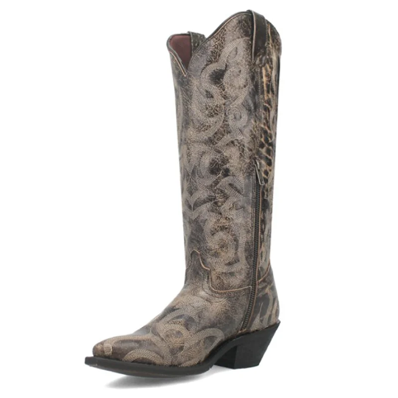 Laredo Two Tone Black Twyla 15" Snip Toe Boots Comfortable Derby Style  