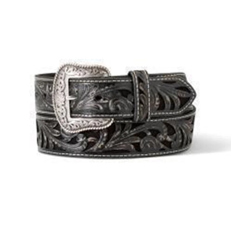 Ariat Women's Black Floral Embossed Belt Minimalist Sneaker Style  