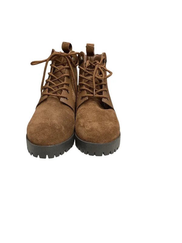 Boots Ankle Flats By Banana Republic In Brown, Size: 7 Zip - Up Boot Style  