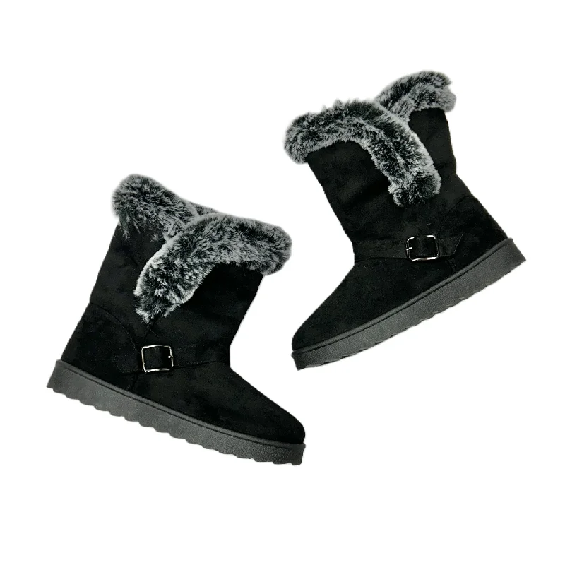 Boots Ankle Flats By New Attitude In Black, Size: 10 Open - Lacing Derby Look  