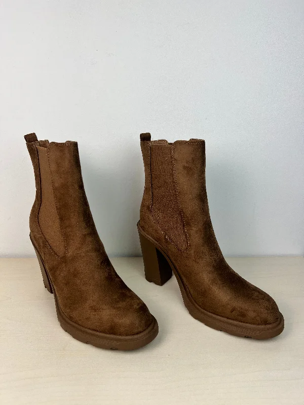 Boots Mid-calf Heels By Nine West In Brown, Size: 10 Retro Plimsoll Style  