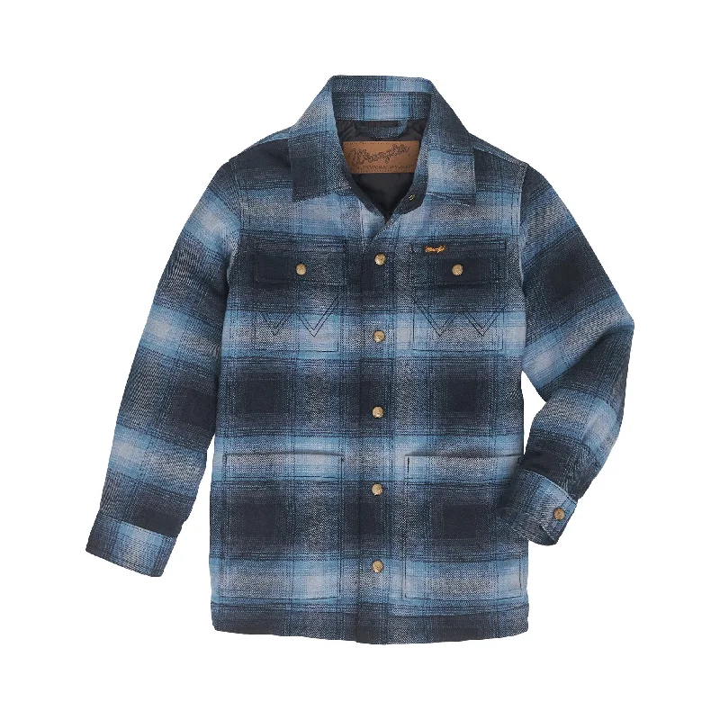 Wrangler Boy's Quilt Lined Flannel Shacket Hemp - Material Shoe Style  