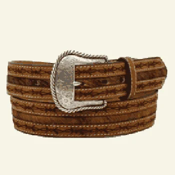 Brown and Barb Wire Edge Hide Belt Distressed Leather Shoe Style  