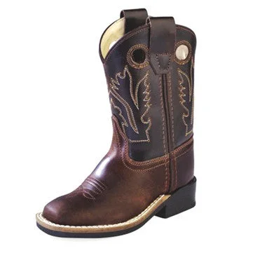 Old West Toddler Brown & Chocolate Cowboy Boots Combat - Inspired Military Boot Look  