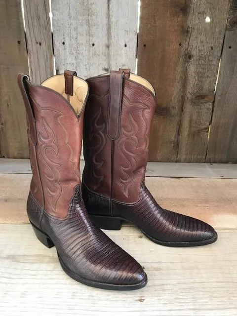 Choco  Lizard Tres Outlaws Men's Classic Boot 4401@ Distressed Leather Shoe Style  