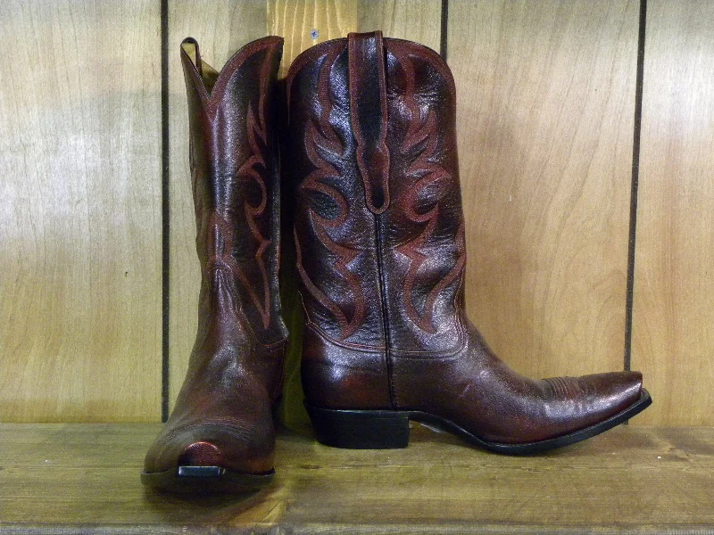 Burgundy Brush Off Goat  Tres Outlaws Classic Boot 4018 Ivy League Loafer Look 