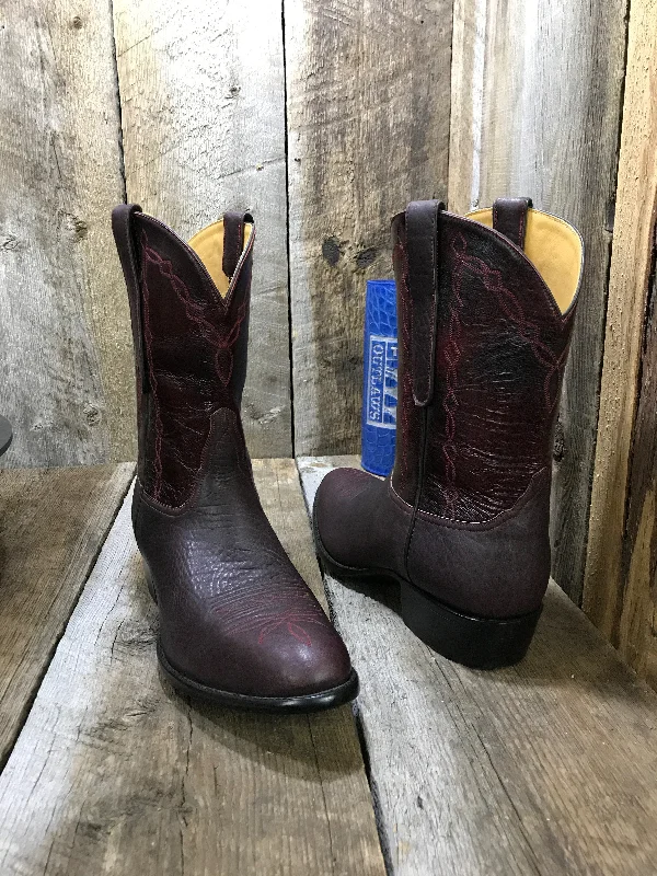 Burgundy Bull Hide  Tres Outlaws Men's Shorty Boot 4215 Blue Coast Loafer Aesthetic 