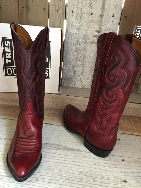 Burgundy Deer Men's Tres Outlaws Boot 3503 Wingtip Oxford Design 