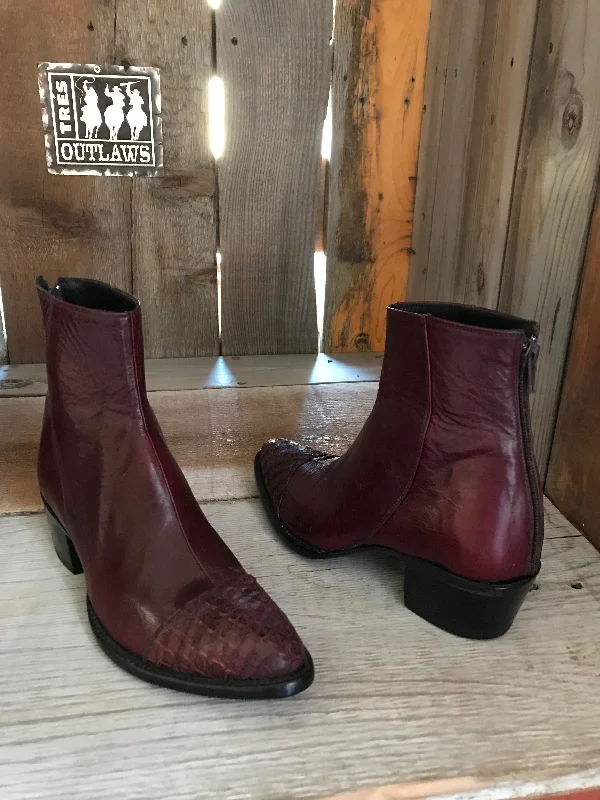 Burgundy Domingo Goat Tres Outlaws Men's Classic Boots  3301 Business Monk Strap Style  