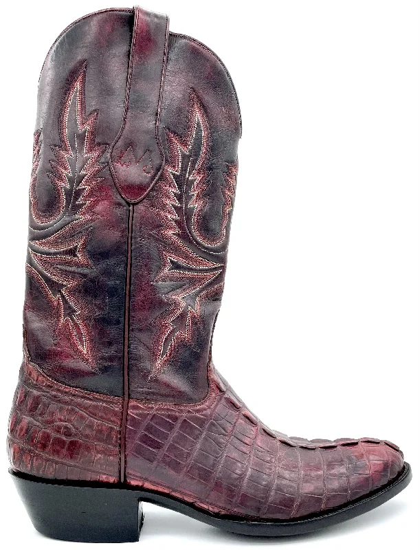 Burgundy Hornback Gator Tail Tres Outlaws Men's Classic -428 Desert Boot Utility Style  