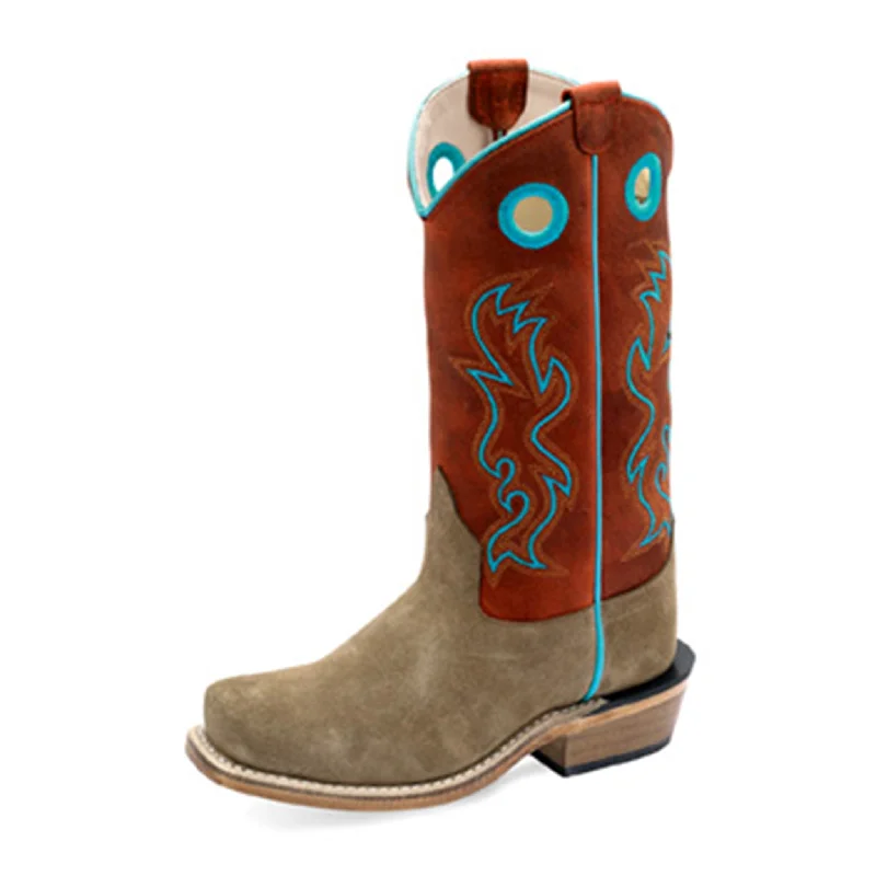 Old West Kid's Roughout Camel & Red Boots Waterproof Hiking Boot Design  