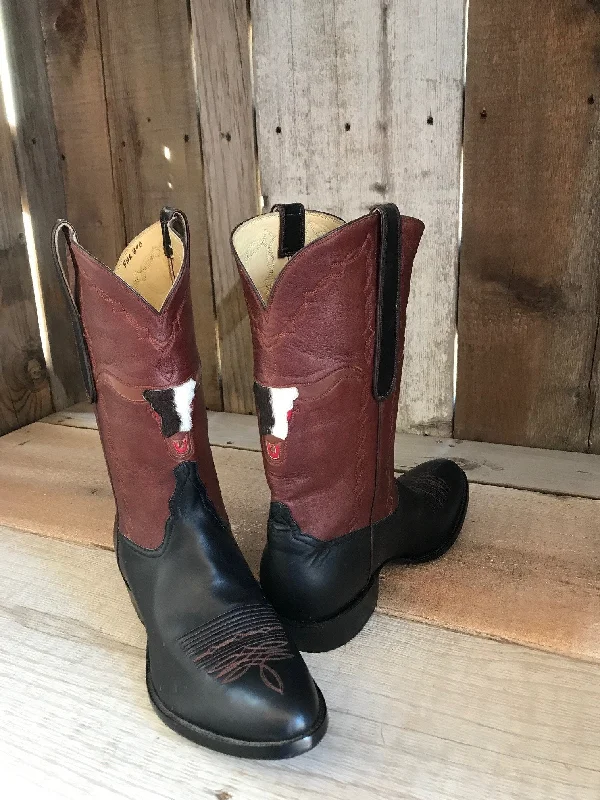 Cognac & Black Gator Long Horn Tres Outlaws Men's Classic Boot 4130@ Zip - Up Boot Style  