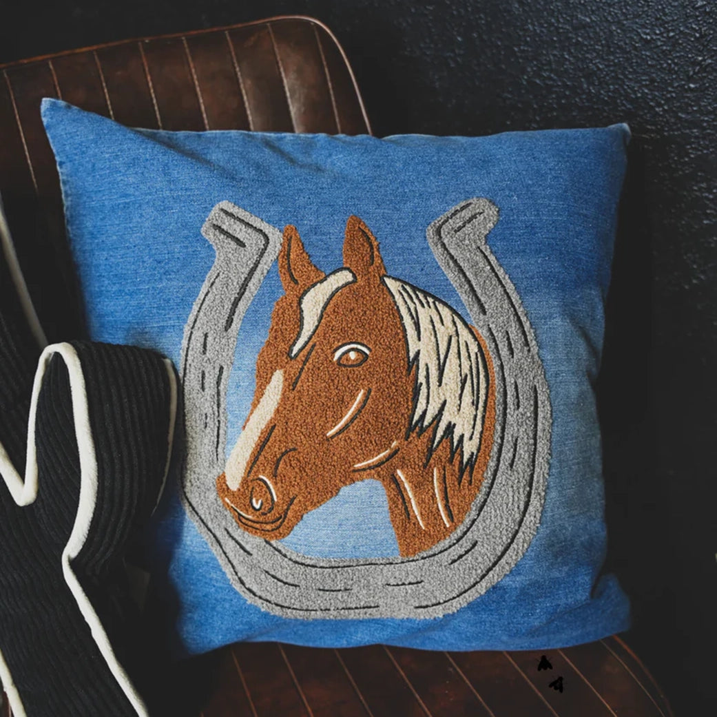 Denim Darlin' Horse Pillow Cover Aesthetic  