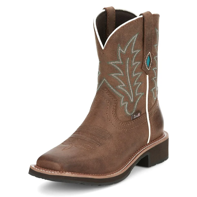 Justin Women's Dark Tan Water Buffalo Boots Performance Running Sneaker Look  