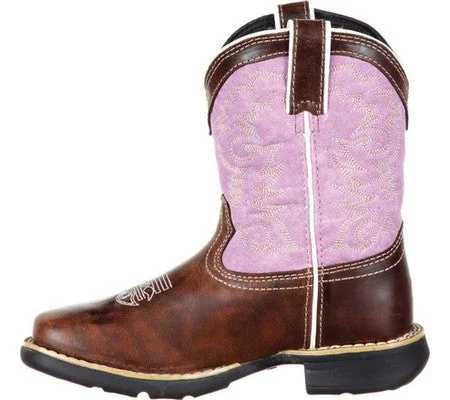 Durango Kid's Brown and Lavender Square Toe Boots Mod Oxford Design  
