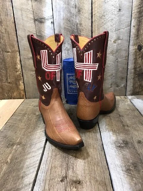"Fourth Of July " Tres Outlaws Men's Classic Boot 4027 Brogue Oxford Aesthetic 