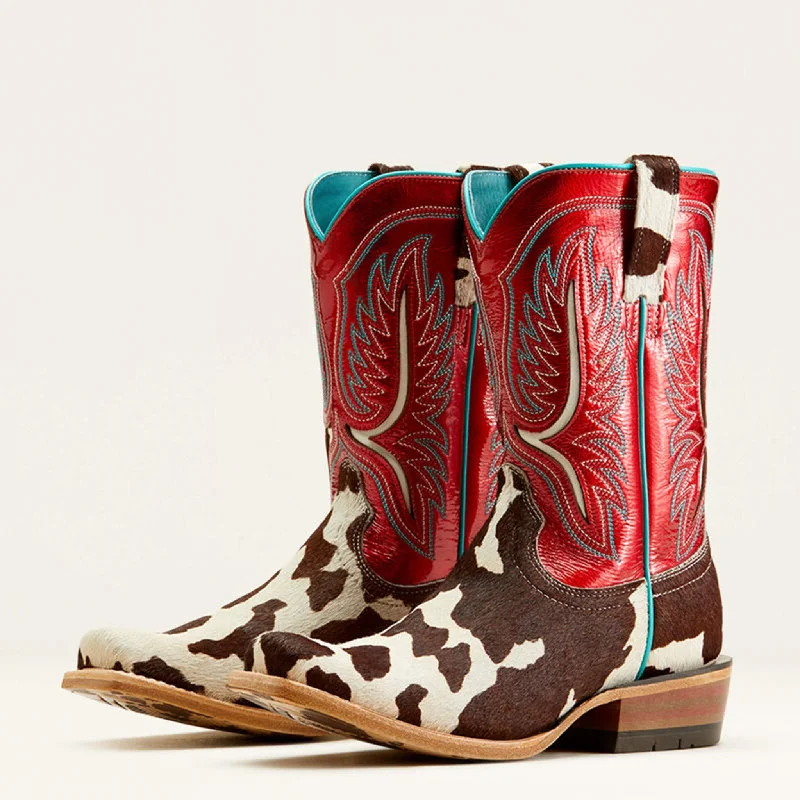 Ariat Women's Hair On Cowtown Ruby Red Quilted Shoe Design  