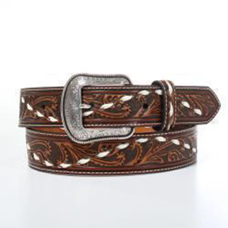 3D Belt CO. Men's Hand Tooled Basket Lace Belt Edwardian Shoe Look  