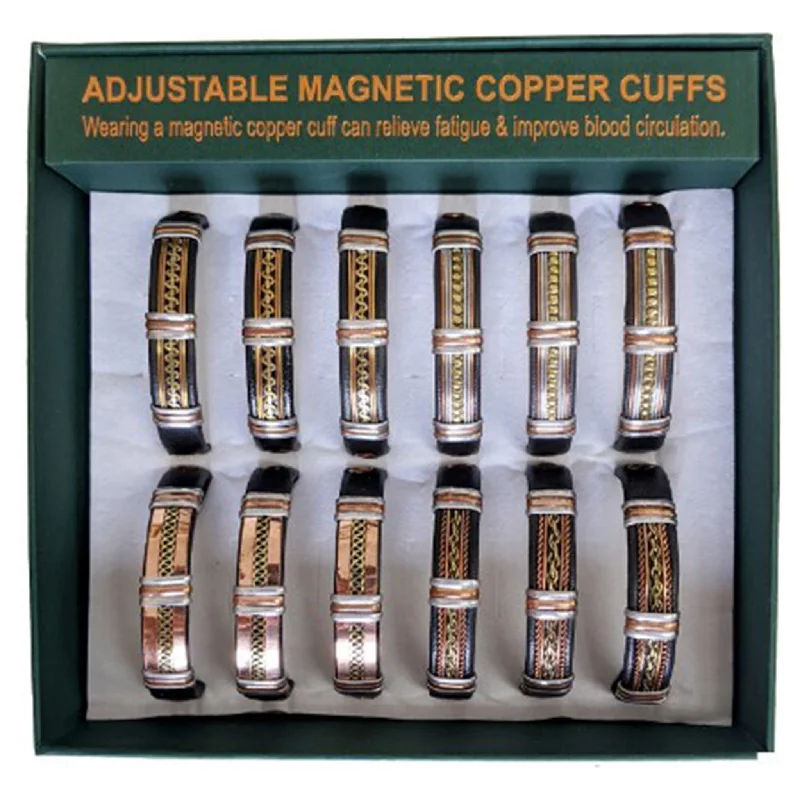 Western Fashion Magnetic Copper Leather Bracelet Hip - Hop Sneaker Style  