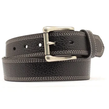 Men's Black Triple Stitched Belt Open - Lacing Derby Look  