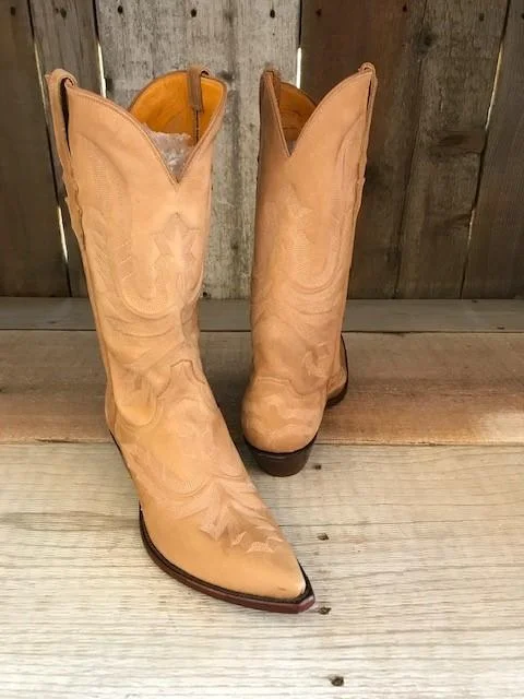 Natural Nubuck All Over Stitch Tres Outlaws Men's Classic Boot 3495@ Vintage Oxford Appeal 