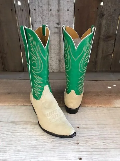 Natural Roughout & Green Calf Tres Outlaws Men's Classic Boot 3720@ Moccasin Soft - Sole Style  