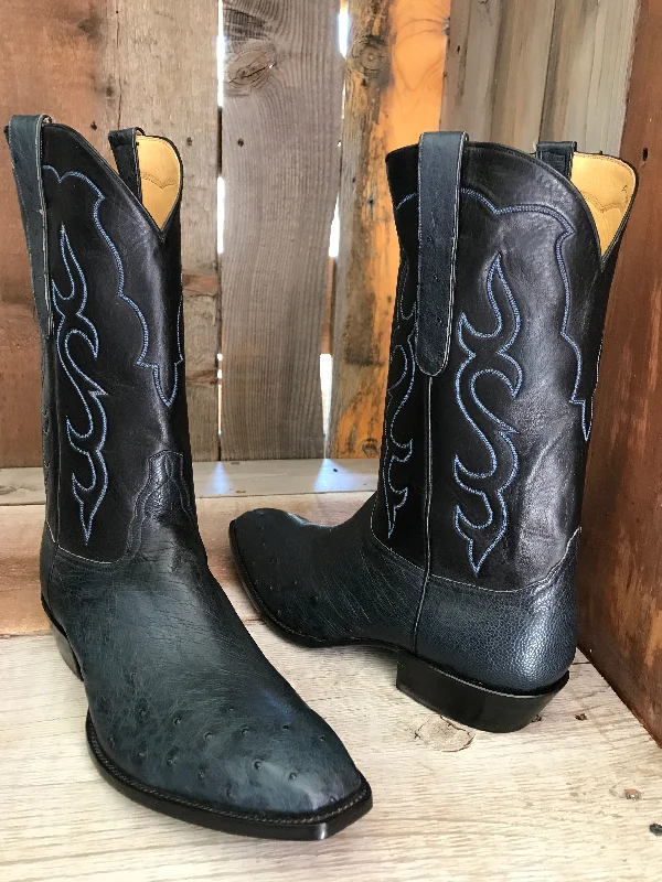 Ostrich,  Buffalo & Calf  Tres Outlaws Men's Classic Boot 4606 Open - Lacing Derby Look  