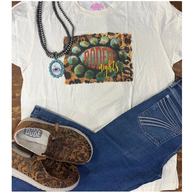 Raisin' Arrows Women's Rodeo Nights Tee Striped Shoe Style  