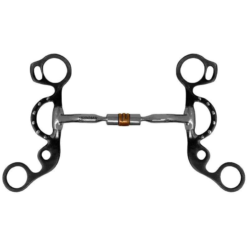 Showman Short Shank Jointed Snaffle Bit Elastic - Sided Chelsea Look  