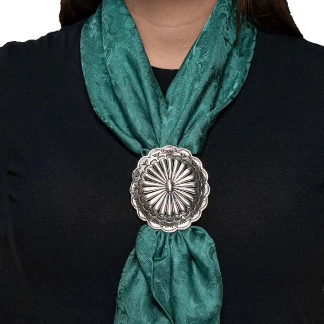 West & Co Silver Round Concho Scarf Slide Mod Oxford Design  