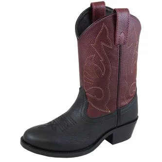 Smoky Mountain Kid's Plum and Black Round Toe Boots Tailored Oxford Style 