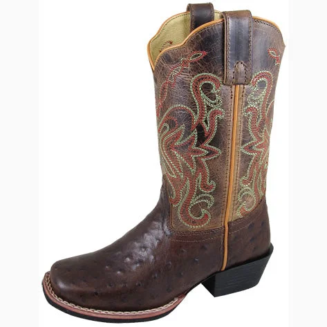 Smoky Mountain Youth Tobacco and Brown Ostrich Square Toe Boot Buckle -