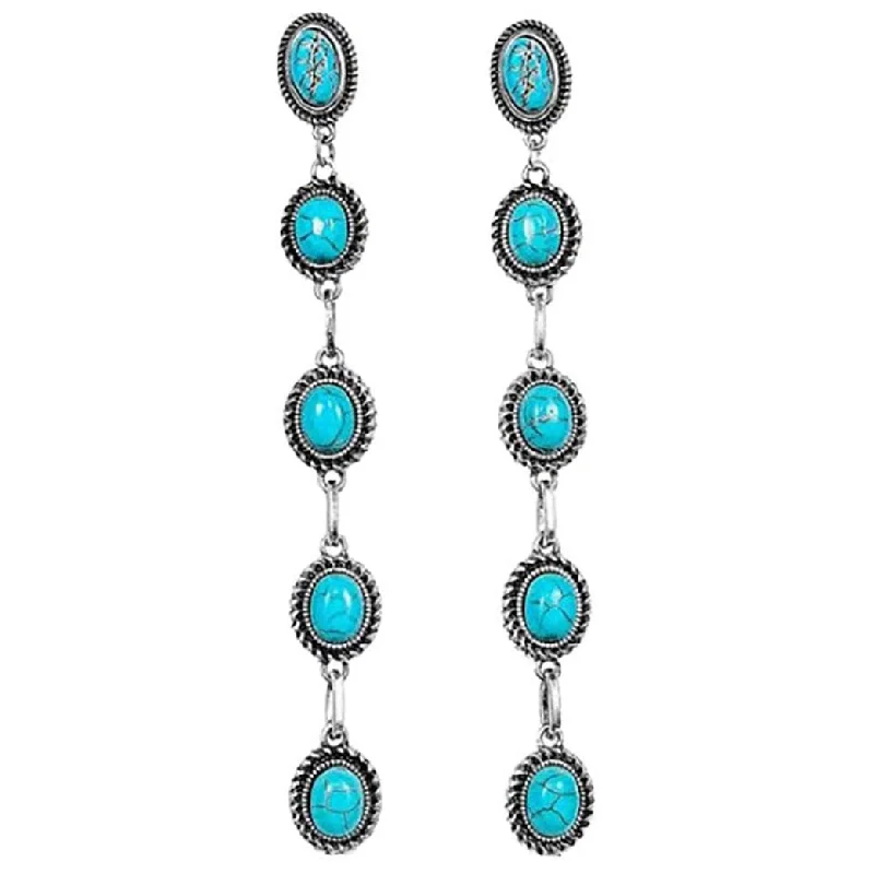 West & Co 5 Stone Turquoise Earrings Ankle - High Military Boot Style  