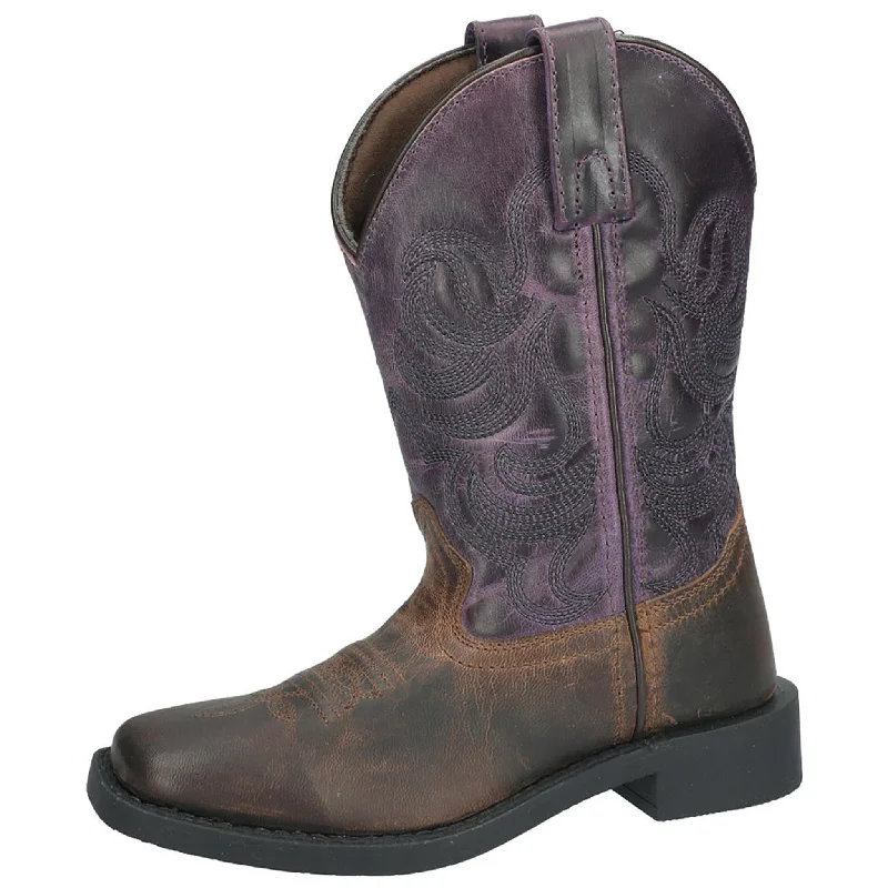 Smoky Mountain Kid's Tucson Brown & Purple Square Toe Edwardian Shoe Look  