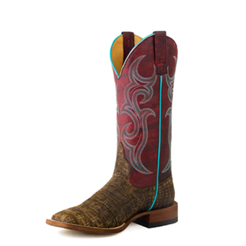 Macie Bean Cocoa Vintage Caiman Print Boot Comfortable Derby Style  