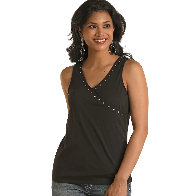 Women's Black Studded Tank -Shirt is sewn different need picture Brogue Oxford Aesthetic 