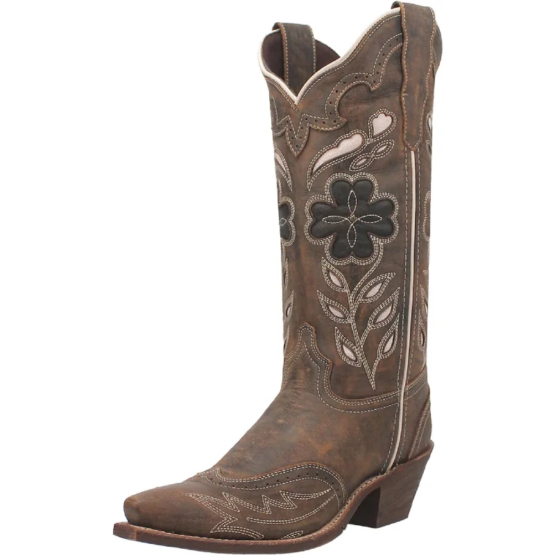 Laredo Women's Zuri Brown Floral Snip Toe Boots Business Monk Strap Style  