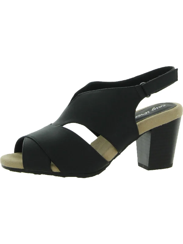 Annette Womens Faux Leather Slingback Heels Performance Running Sneaker Look  