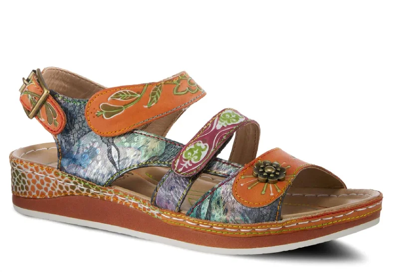 Women's Sumacah Sandal In Camel Multi Metallic Trim Shoe Design  